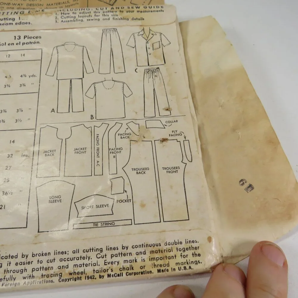 McCalls 5020 Pattern envelope and instructions ONLY Vintage 1940s Boys